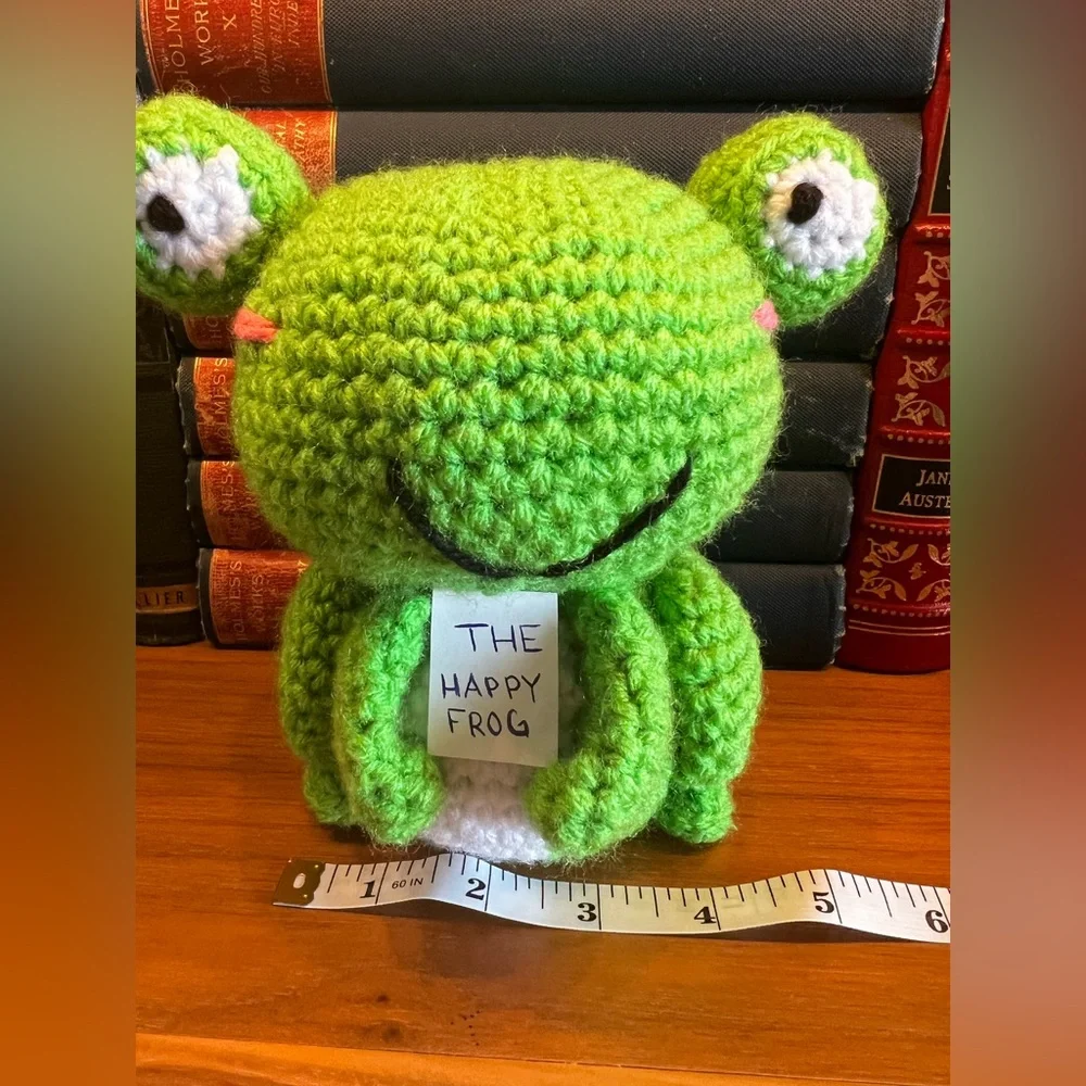 The Happy Frog Stuffed Animal Plushie Hand Crocheted! - Picture 5 of 11